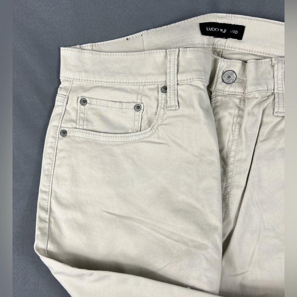 Lucky Brand Pants 410 Athletic Straight 34 x 30 Moonstruck Beige Cotton Spandex - Picture 5 of 10